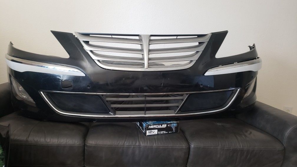 2012-2014 Hyundai Genesis Sedan Genuine Front Bumper Cover COMPLETE with Fog Lights,Impact Absorber,Sensors & All Components