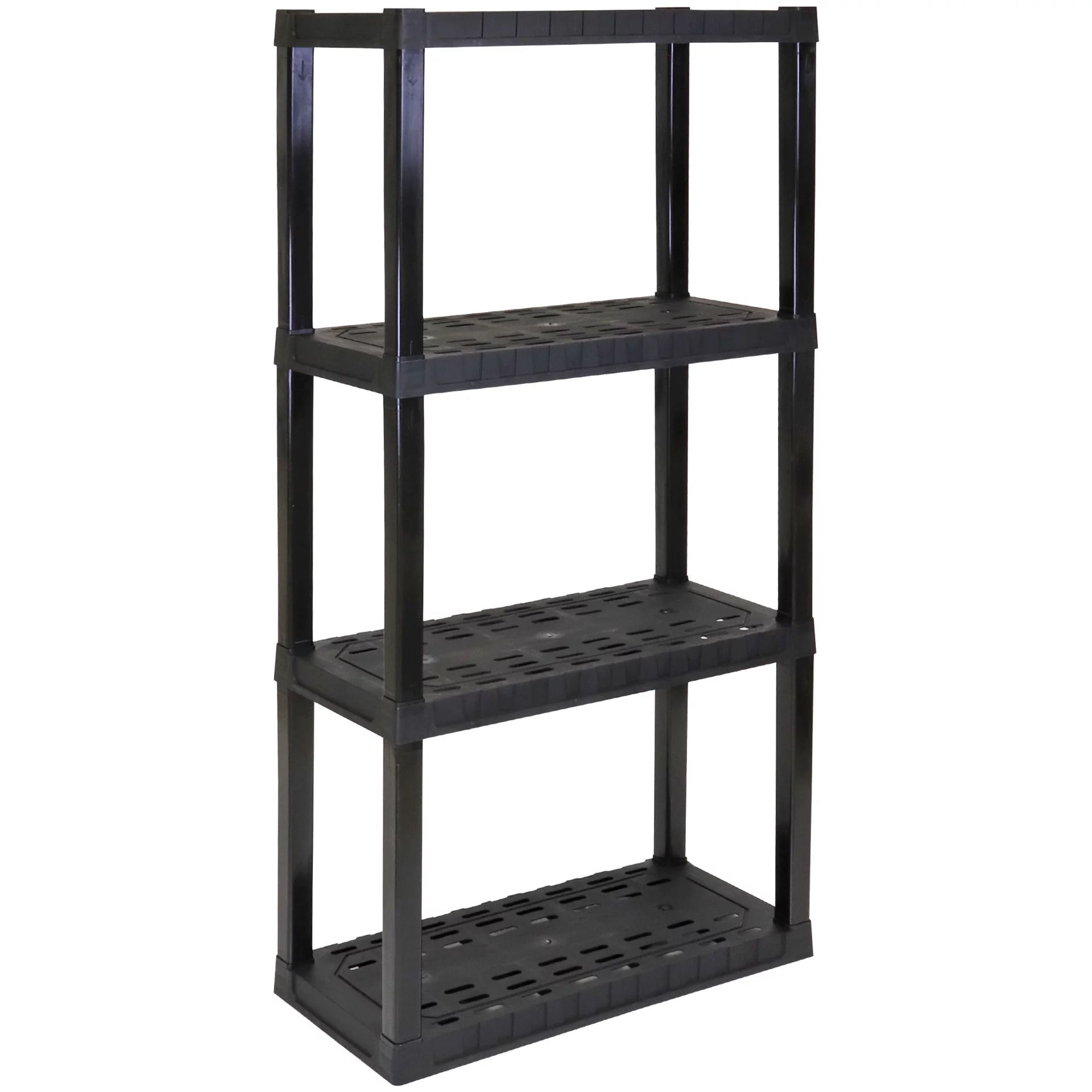 Hyper Tough 56" H x 14" D x 30" W 4 Shelf Plastic Garage Shelves, Storage Shelving Unit, Black 400 lbs Capacity Black -