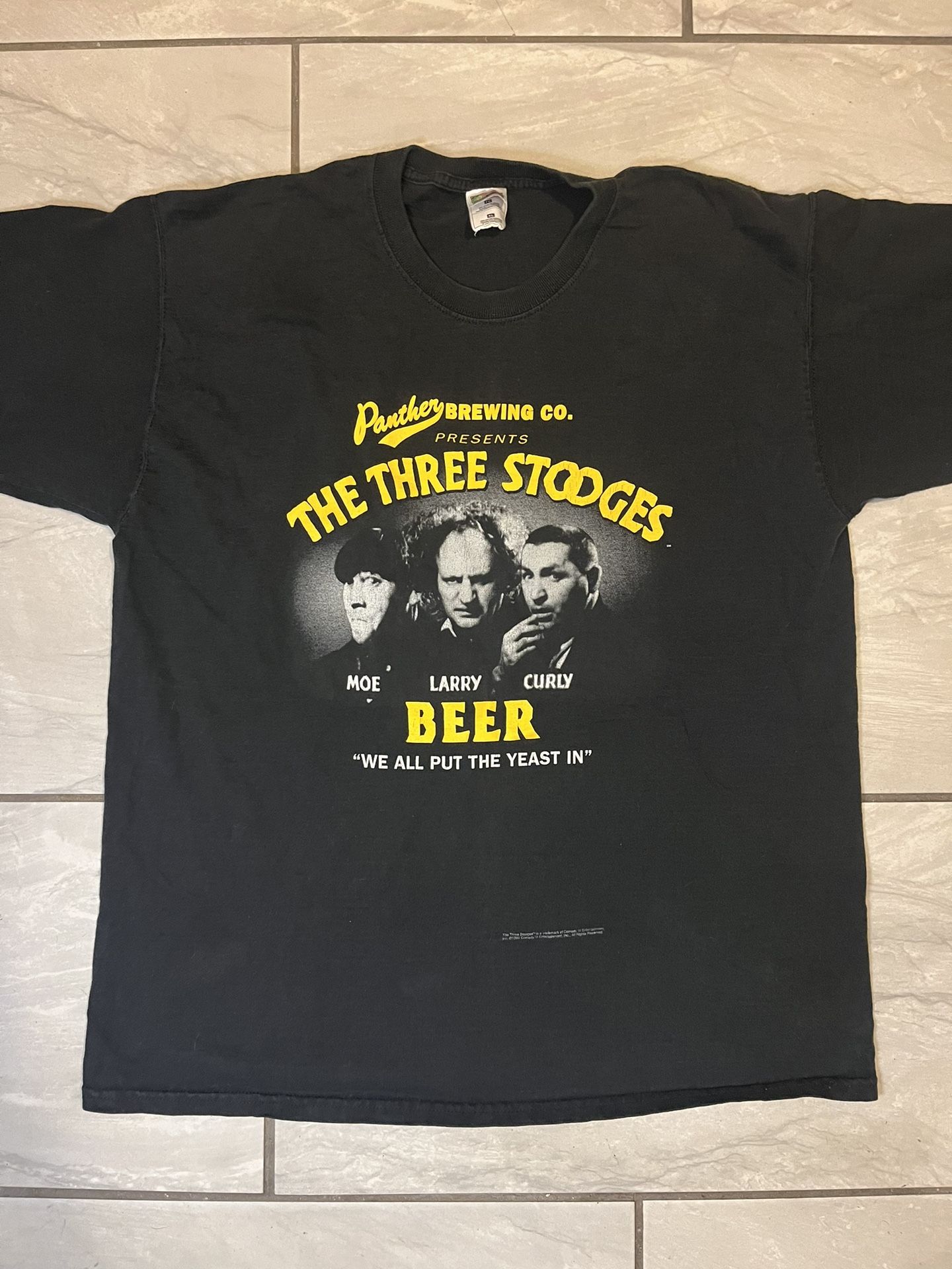Vtg The Three Stooges Panther Brewing Co 1998 Shirt XL For Duty & Humanity