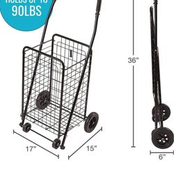 Foldable Rolling Utility Cart with Wheels – 90 lb Capacity Grocery & Laundry Stair Climber Cart