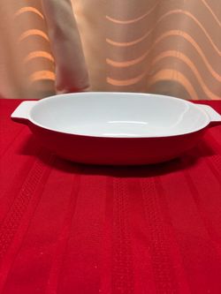 Red Oval Ceramic Baking Dish with Handles