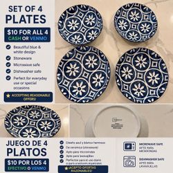 Set of 4 Decorative Plates/Juego de 4 platos decorativos