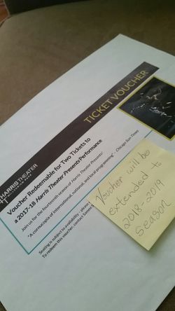 Harris Theater ticket voucher (2 tickets)