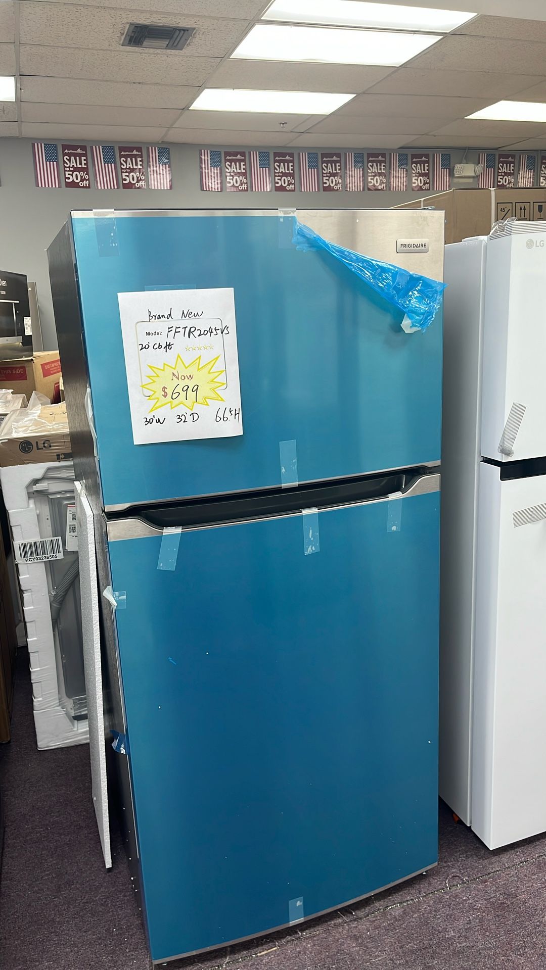 Refrigerator Stainless Steel 30” In New 1 Year Warranty 