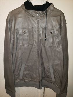 Chor Faux hooded leather jacket (XL)