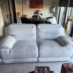 White leather loveseat
