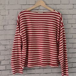 Universal Thread Red White Striped long sleeve top sweater shirt women's size L Large