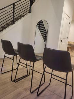 Brown/Black Faux Leather Counter Height Bar Stool Set of 3