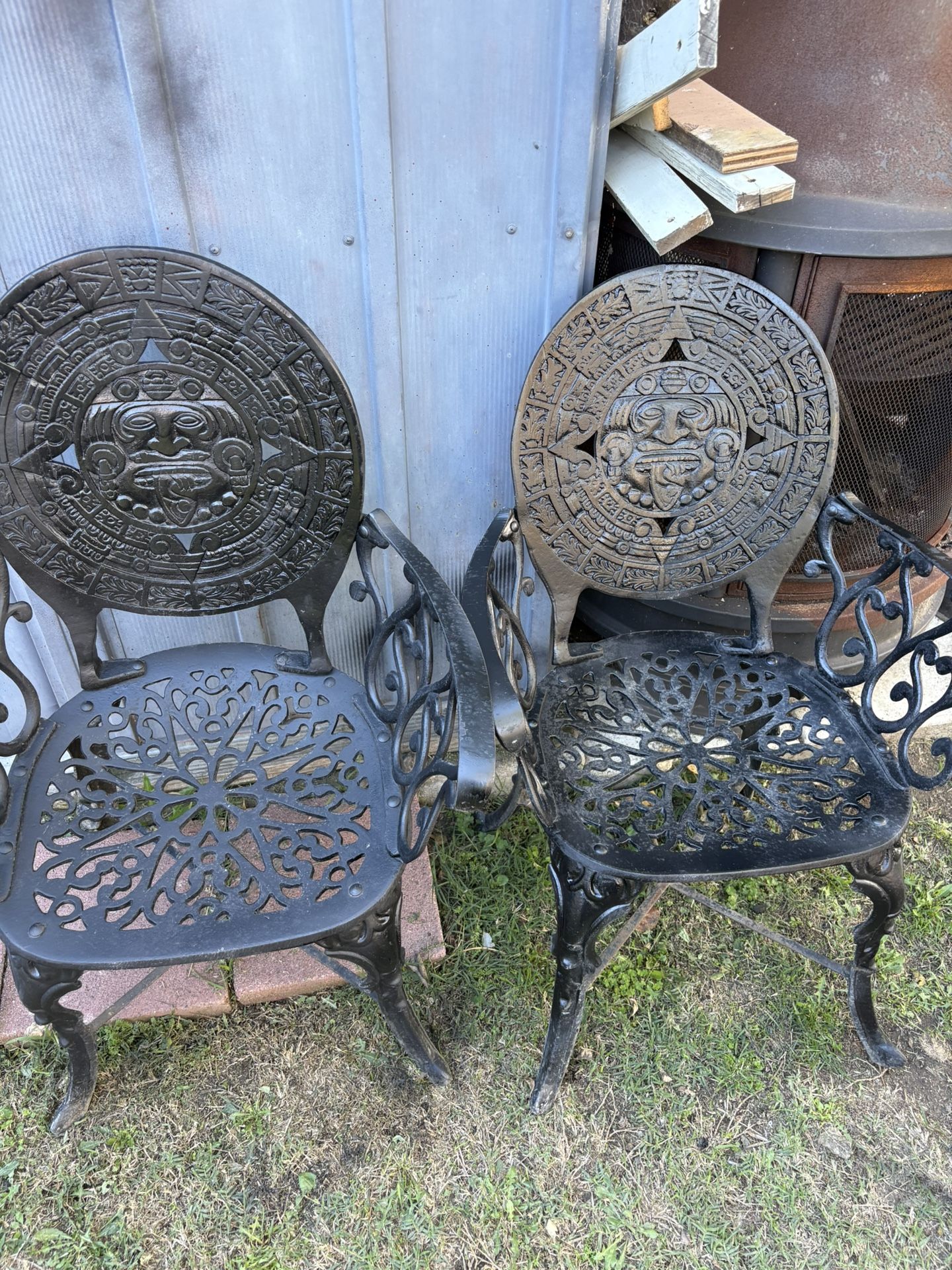 2 Aztec Metal Chairs 