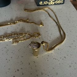 Double Cup Pendant And Chain Gold Plated 