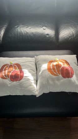Pumpkin Sequin Throw Pillows Set of 2