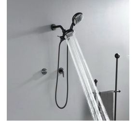 SHAMANDA 2 Handle Shower Faucet Shower System Complete 2 in 1 Shower Combo Set with Handheld Showerhead Shower Trim Kit Shower Fixtures Matte Black