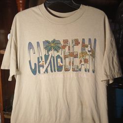 Hanes Heavyweight Adult L beige short-sleeve t-shirt "Caribbean St. Maarten NA" 