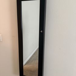 Brown Wall Mount Jewelry Armoire with Mirror