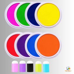 Washable Ink Pads for Kids  7" Large Round Stamp Pads for Finger Painting Rubber