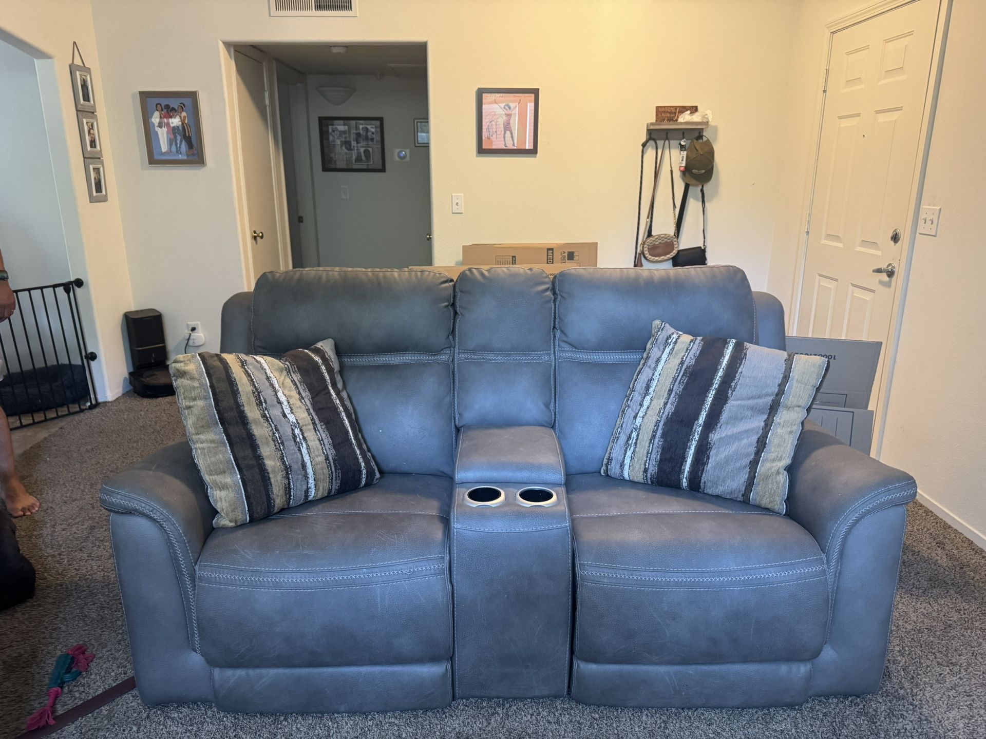 Reclining Grey Couch Set (electric) OBO Moving