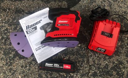 Bauer cordless detail sander, battery and charger