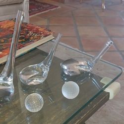 5 assorted golf club or golf ball glass/crystal paperweights $35 each