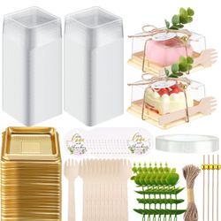 New Honeydak Clear Cake Containers with Lids Wedding Cake Pans Cupcake Container Muffins Box Cocktail Picks Appetizer Thanks Tags Eucalyptus Leaves fo