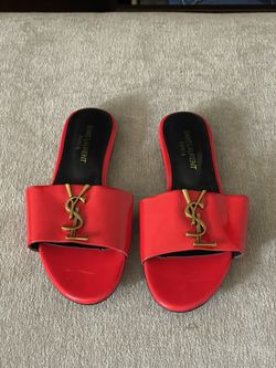 YSL Red Patent Leather Slides