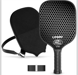 New Two Of Carbon Fiber Pickleball Paddle Set with Cover & Overgrip And 6 Balls
