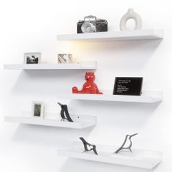 5 Set White Floating Shelves 