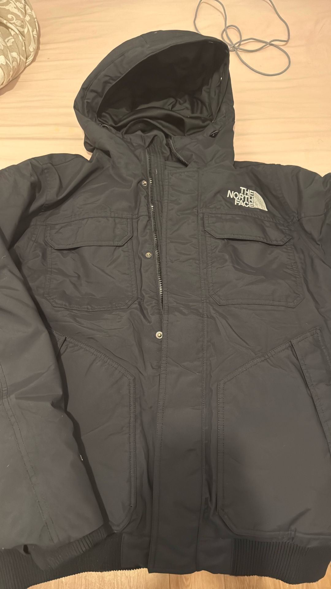 North Face Gotham Medium Black Down Jacket With Fur Good