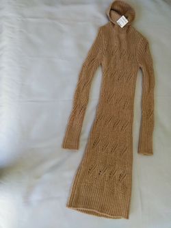 Golden Turtleneck sweater dress w/gold threading