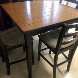 High top Wood Dining table with 4 Chairs