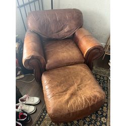 Pending Sale: Oversized Leather Chair & Ottoman