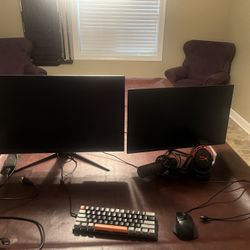 Gaming Monitors Keyboard Mouse And Microphone