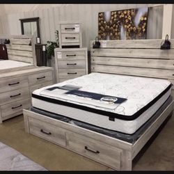 By Ashley Furniture  Queen Panel Bed With 4 Storage ✅ New Brand 💥 In Stock 👈 Fastest Delivery 👍