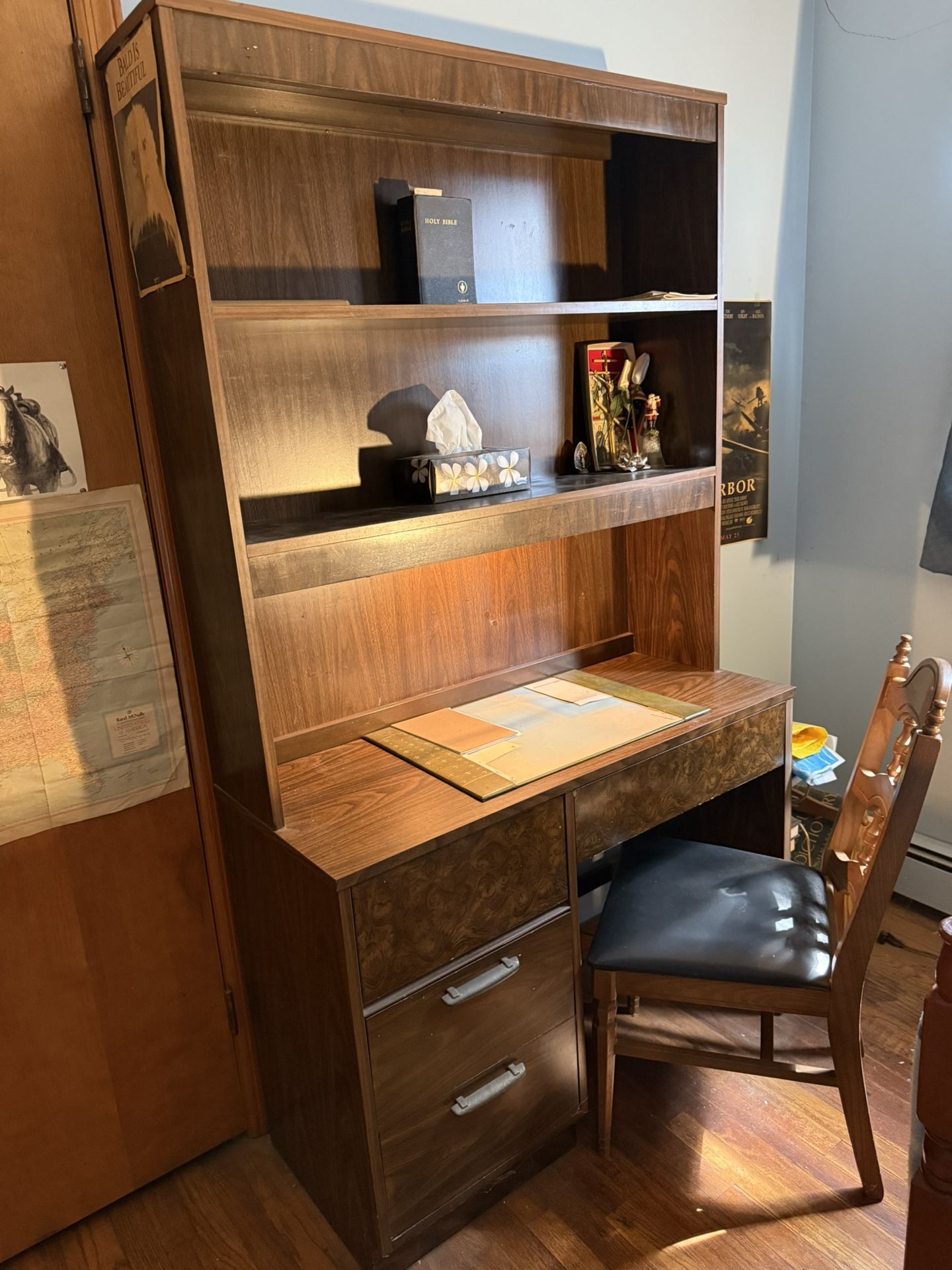 Desk With Shelving and Built-in Reading Light