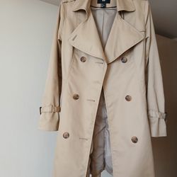 H&M Women Classic Trench Double Breasted Button Coat Jacket Size 6 Small