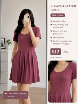Mauve pleated skater dress