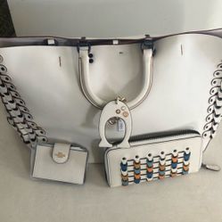 NWT! Coach Leather XL Riveted Tote 3 Set