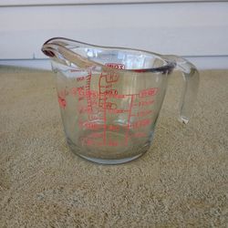 Vintage ANCHOR Red 2-Cup Measuring Glass 500ml / 16oz. / 1/2Qt. Cooking USA