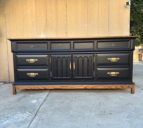 Amazing black & walnut dresser,console or credenza by Thomasville