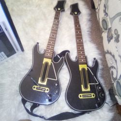 Two Guitar Hero Classic Rock Wireless Guitars For Play Station