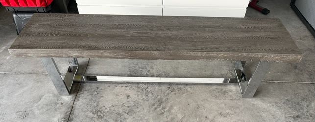 Wood Top Bench with Chrome Metal Base