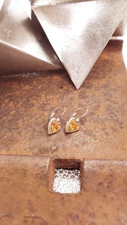 Brighton Silvertone Heart Enamel Earrings