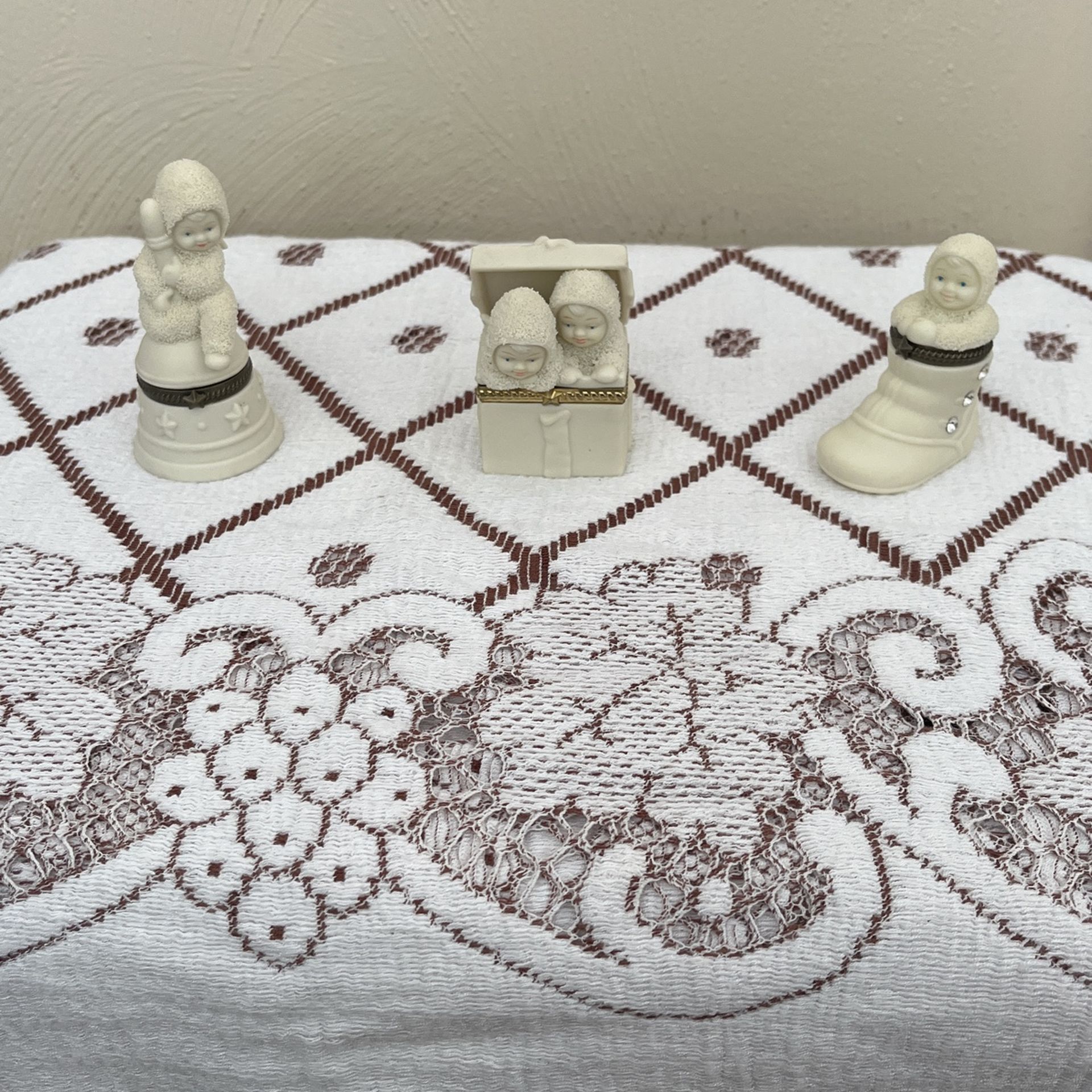 Lot Of Three Department 56 SnowBabies Hinged Trinket Boxes