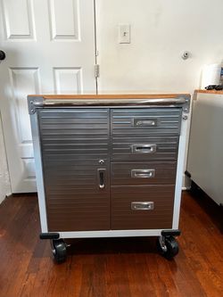 Rolling Metal Storage Cabinet with Drawers