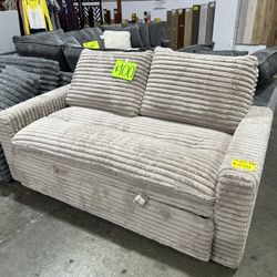 Huge Sale !!! Plush Corduroy Loveseat Sleeper Sofa Soft Cushions Pull Out Bed Comfort Costco Liquidation 