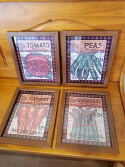 Vintage SET of 4 John Perkins Seeds Pictures 11 1/4" X 9"