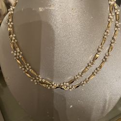 Fashion Gold Pearl Necklace And Braclet