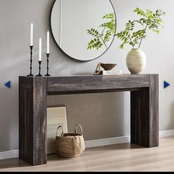 Modern Entryway Console Table with Drawers, Dark Rustic Oak