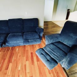 La-Z-Boy Jasper Navy Rocker Recliner + 3 Seater Sofa Set