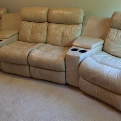 6 Piece Reclining Beige Theatre Couch
