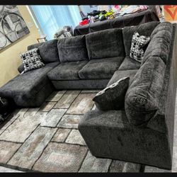 Huge Dark U Shaped Comfortable Sectional With Chaise 💥 Fastest Delivery ☄️ Brand New✅ Color Options🤩